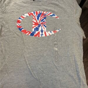 Champion Red T-Shirt with Multicolor Logo in size medium boys and grey large